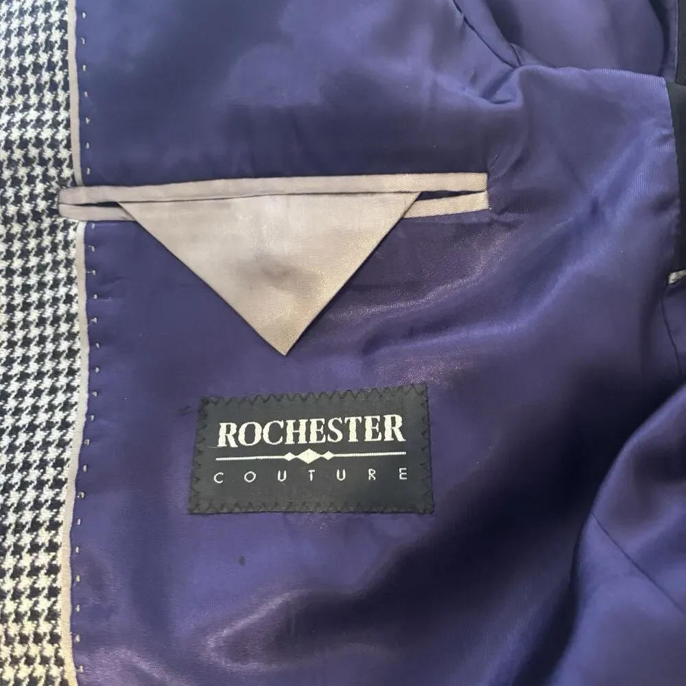 Rochester Couture Sport Coat 42T Pure CASHMERE Lanificio di Pray Houndstooth